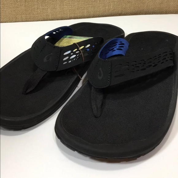 OluKai Malolo mens flip-flops Black size 13 - Picture 2 of 5
